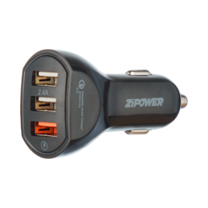 USB зарядное устройство, QC3.0 5 В/3,1 А, 2 USB 5 В/4,8 A, 18 Вт, 6 см, черный, ZiPOWER