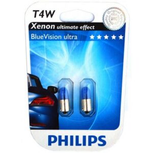 Лампы PHILIPS Blue Vision T4W 12V 4W BA9s блистер (2шт.)
