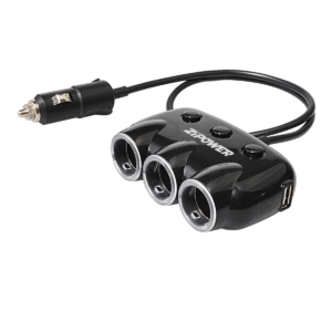 Разветвитель прикуривателя, 3 гнезда, 2 USB-выхода 5 В/3.1 А, 120 Вт, LED-подсветка, ZiPOWER