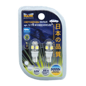 Светодиод 12V T10 5SMD W2,1x9,5D WHITE (блистер, 2шт.)